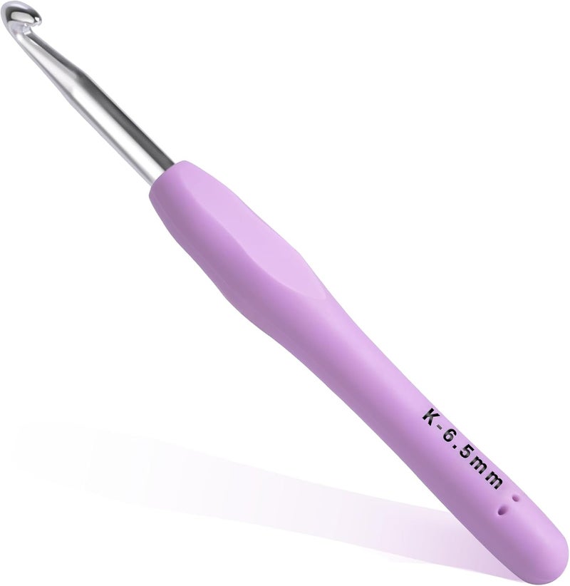 Gerute 6.5mm Crochet Hook, Ergonomic Crochet Hooks with Soft Rubber Handle and Smooth Glide Head - Lightweight Aluminum Needles for Beginners, Arthritis, Yarn Projects, Long Crafting Sessions (6.5 mm) - Image 1